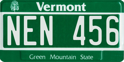 VT license plate NEN456