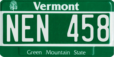VT license plate NEN458