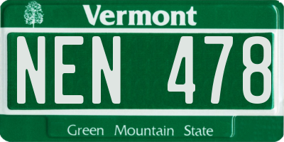 VT license plate NEN478