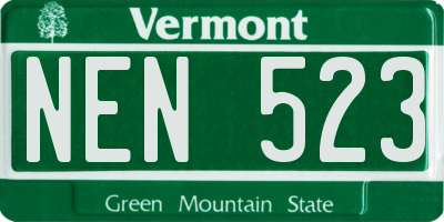 VT license plate NEN523