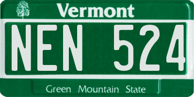 VT license plate NEN524