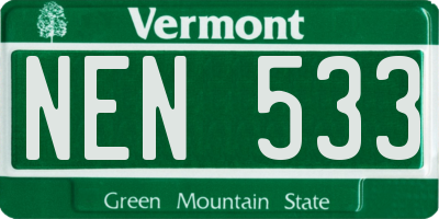 VT license plate NEN533