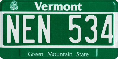 VT license plate NEN534