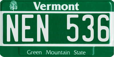 VT license plate NEN536