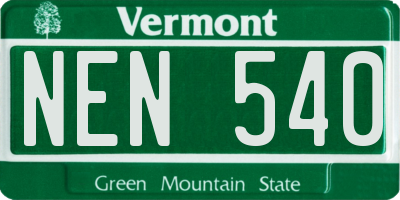 VT license plate NEN540