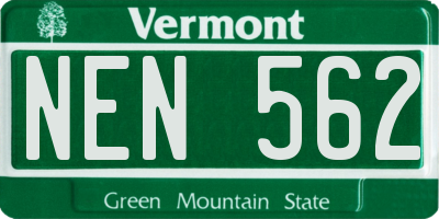 VT license plate NEN562