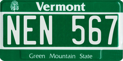 VT license plate NEN567