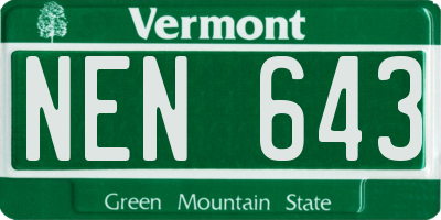 VT license plate NEN643