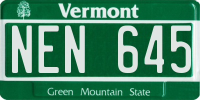 VT license plate NEN645