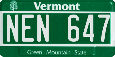 VT license plate NEN647