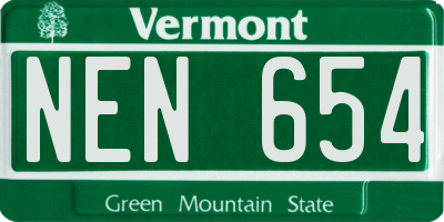 VT license plate NEN654