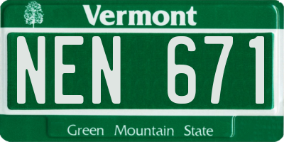 VT license plate NEN671