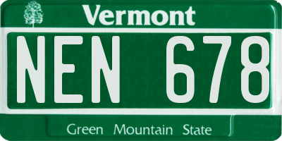 VT license plate NEN678