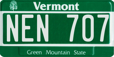 VT license plate NEN707