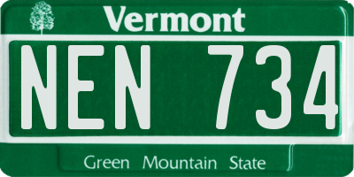 VT license plate NEN734