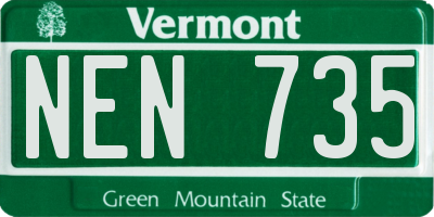 VT license plate NEN735