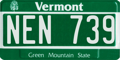 VT license plate NEN739