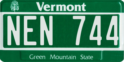 VT license plate NEN744