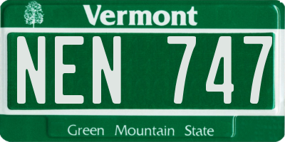 VT license plate NEN747