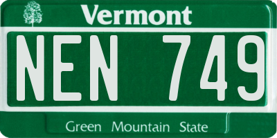 VT license plate NEN749