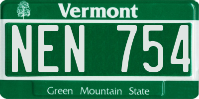 VT license plate NEN754