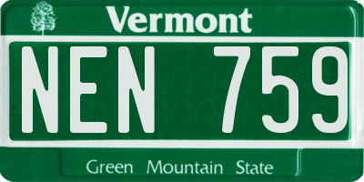 VT license plate NEN759