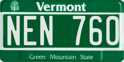 VT license plate NEN760