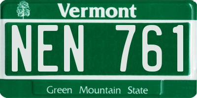 VT license plate NEN761