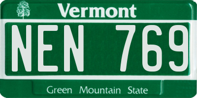 VT license plate NEN769