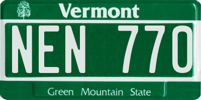 VT license plate NEN770