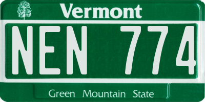 VT license plate NEN774