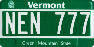 VT license plate NEN777