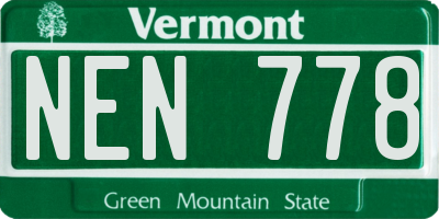 VT license plate NEN778