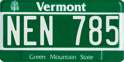 VT license plate NEN785