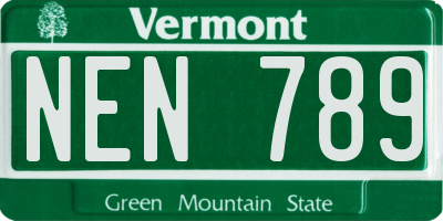 VT license plate NEN789