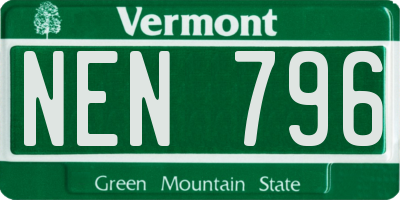 VT license plate NEN796