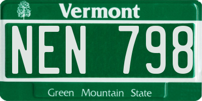 VT license plate NEN798