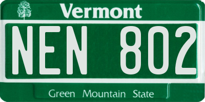 VT license plate NEN802