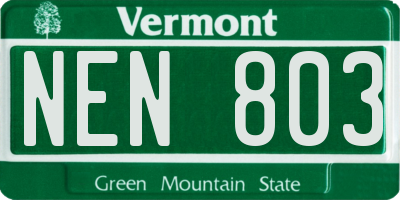 VT license plate NEN803