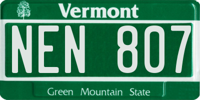 VT license plate NEN807