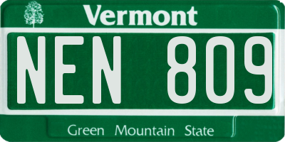 VT license plate NEN809