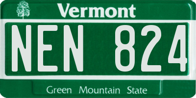 VT license plate NEN824