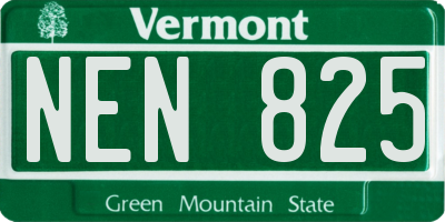VT license plate NEN825