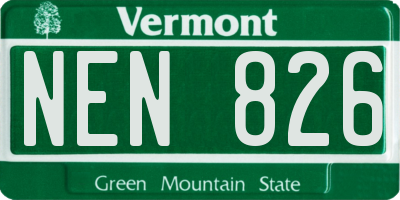 VT license plate NEN826