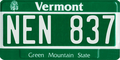 VT license plate NEN837