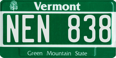VT license plate NEN838