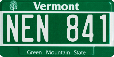 VT license plate NEN841