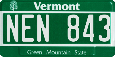 VT license plate NEN843