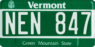 VT license plate NEN847