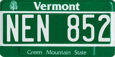 VT license plate NEN852